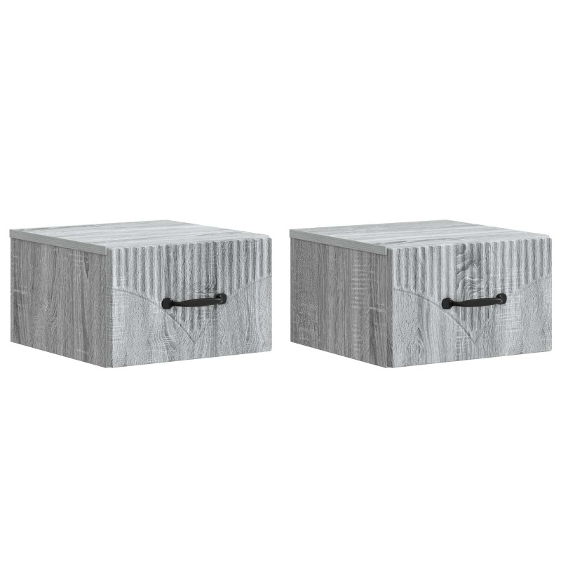 Wisząca Szafka Nocna 2 pcs Szary Sonoma 34,5 x 33 x 20 cm