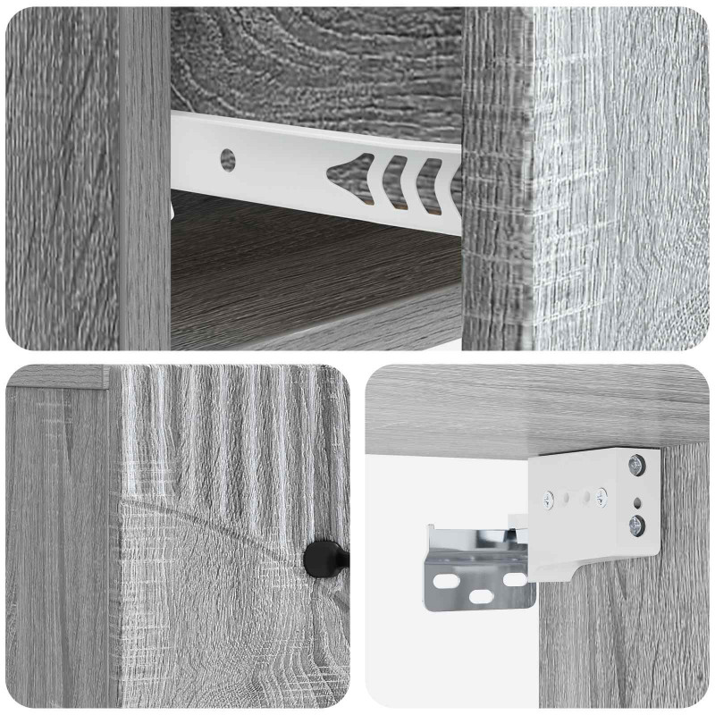 Wisząca Szafka Nocna 2 pcs Szary Sonoma 34,5 x 33 x 20 cm
