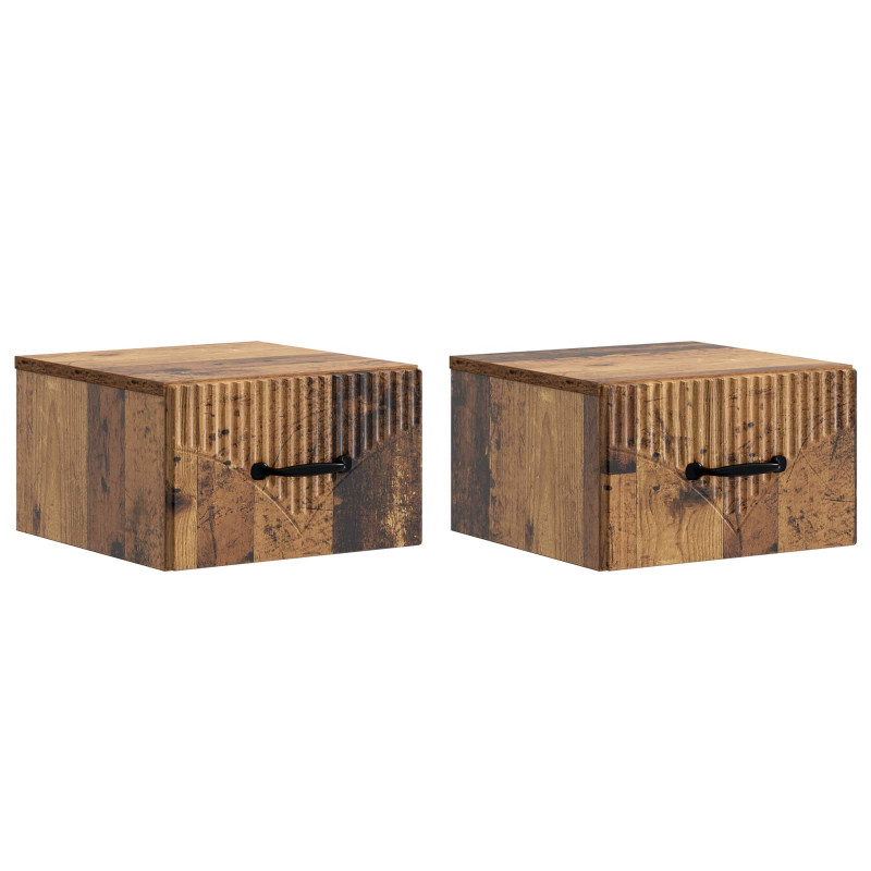 Wisząca Szafka Nocna 2 pcs Stare drewno 34,5 x 33 x 20 cm