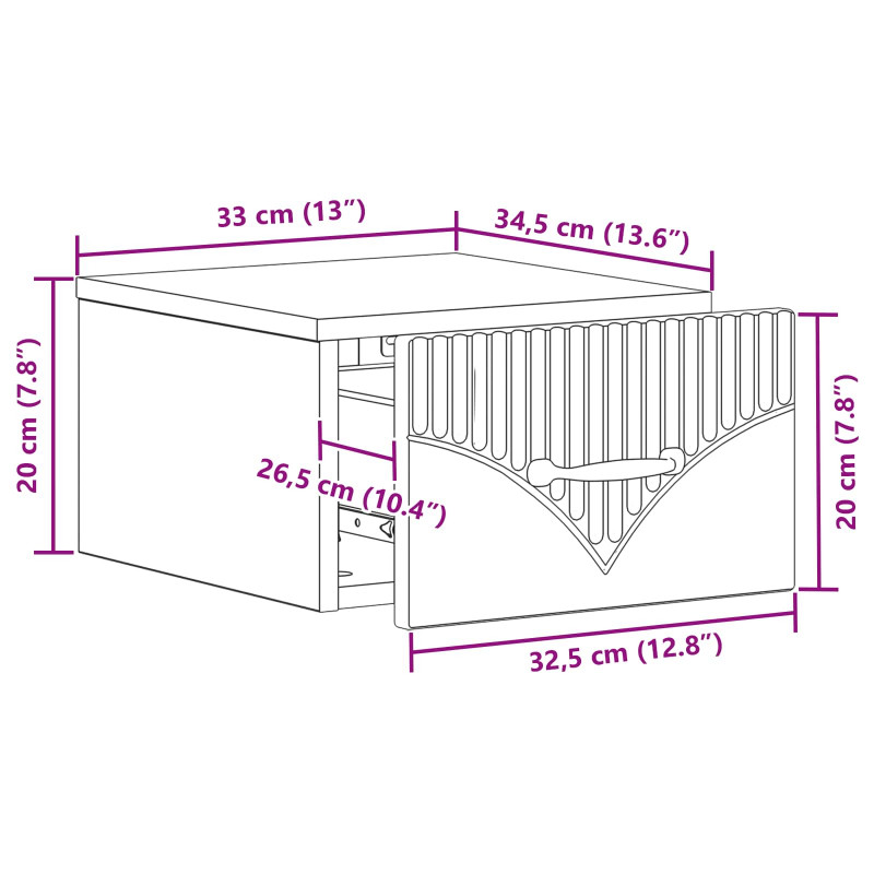 Wisząca Szafka Nocna 2 pcs Stare drewno 34,5 x 33 x 20 cm