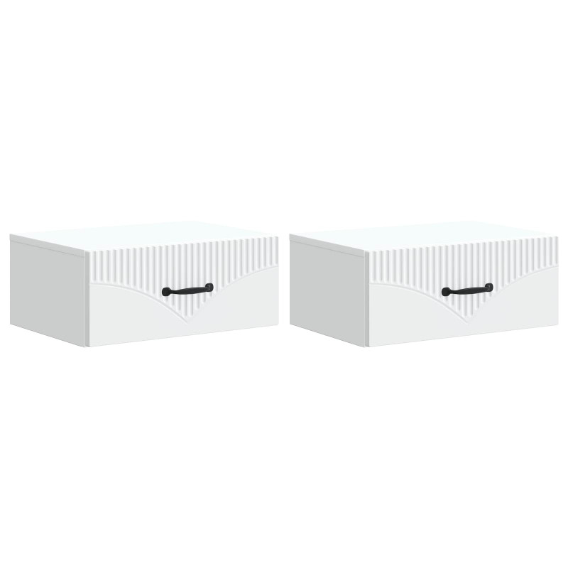 Wisząca Szafka Nocna z szufladą 2 pcs Biały 49 x 34,5 x 20 cm