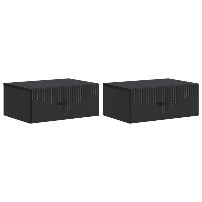 Wisząca Szafka Nocna z szufladą 2 pcs Czarny 49 x 34,5 x 20 cm