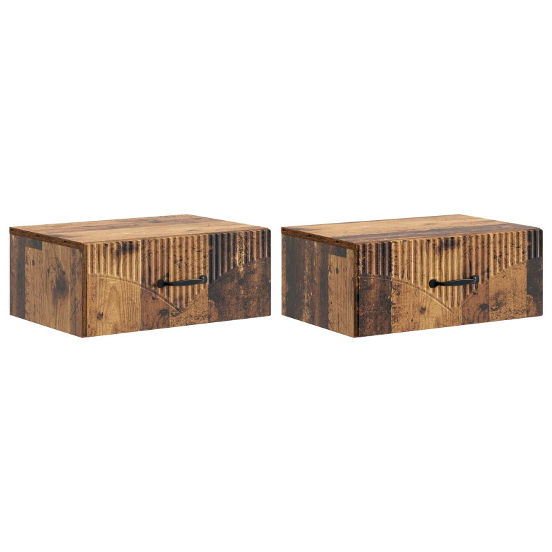 Wisząca Szafka Nocna 2 pcs Stare drewno 49 x 34,5 x 20 cm