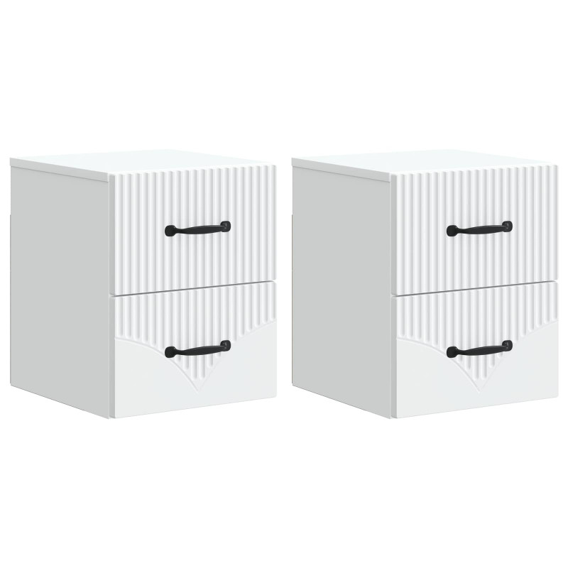 Wisząca Szafka Nocna z szufladą 2 pcs Biały 34,5 x 33 x 40 cm