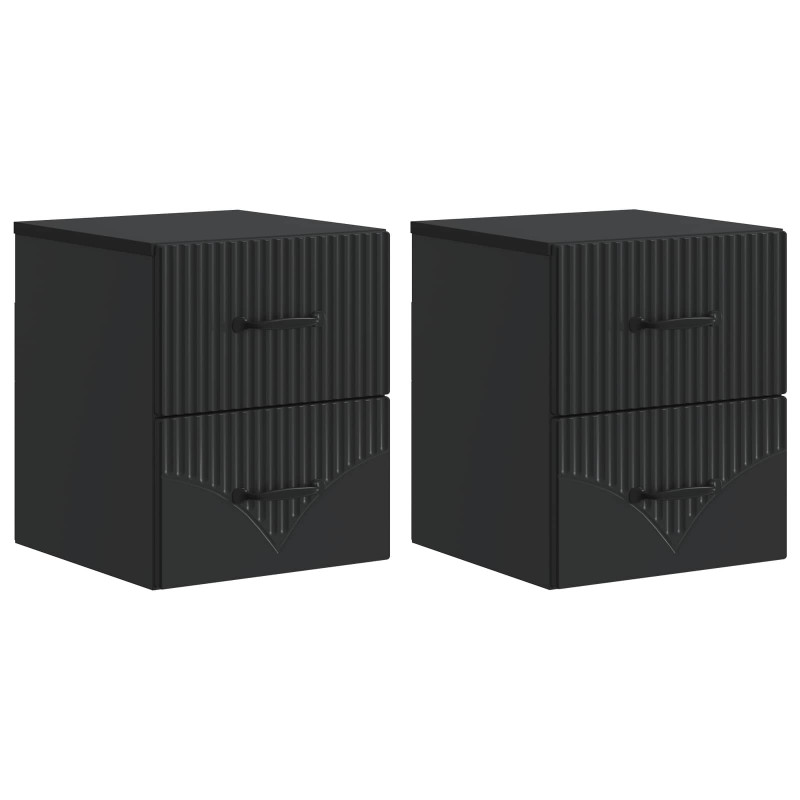 Wisząca Szafka Nocna z szufladą 2 pcs Czarny 34,5 x 33 x 40 cm