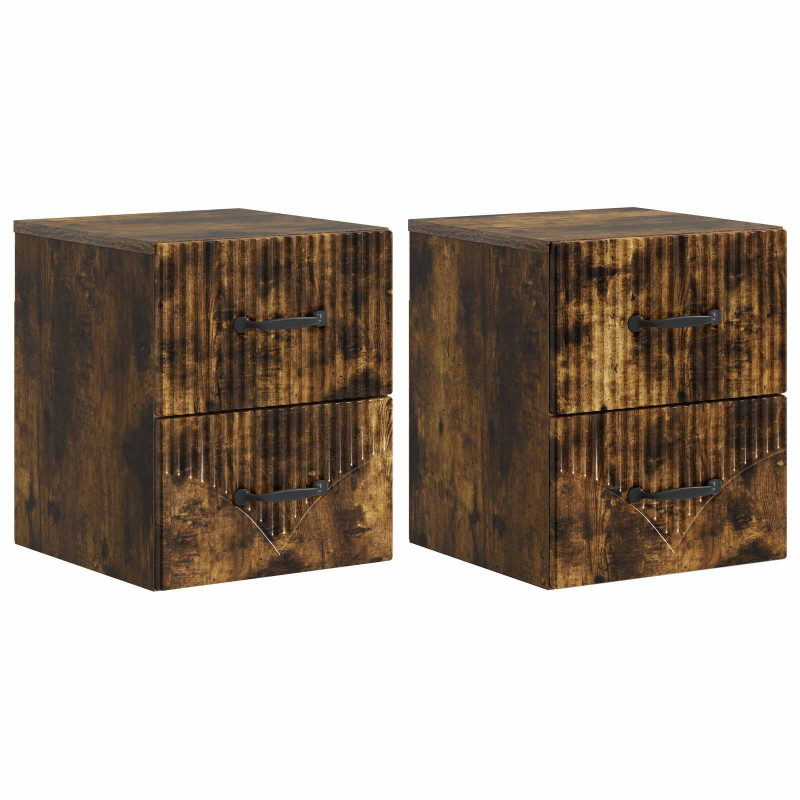 Wisząca Szafka Nocna 2 pcs Dąb wędzony 34,5 x 33 x 40 cm