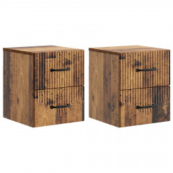 Wisząca Szafka Nocna 2 pcs Stare drewno 34,5 x 33 x 40 cm