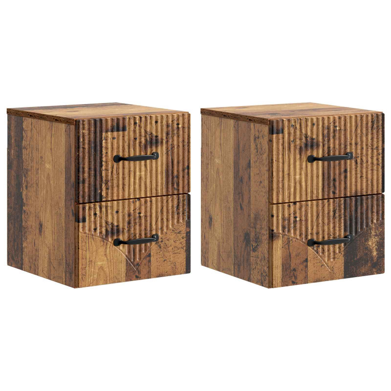 Wisząca Szafka Nocna 2 pcs Stare drewno 34,5 x 33 x 40 cm
