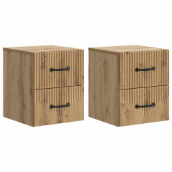 Wisząca Szafka Nocna 2 pcs Dąb artisan 34,5 x 33 x 40 cm