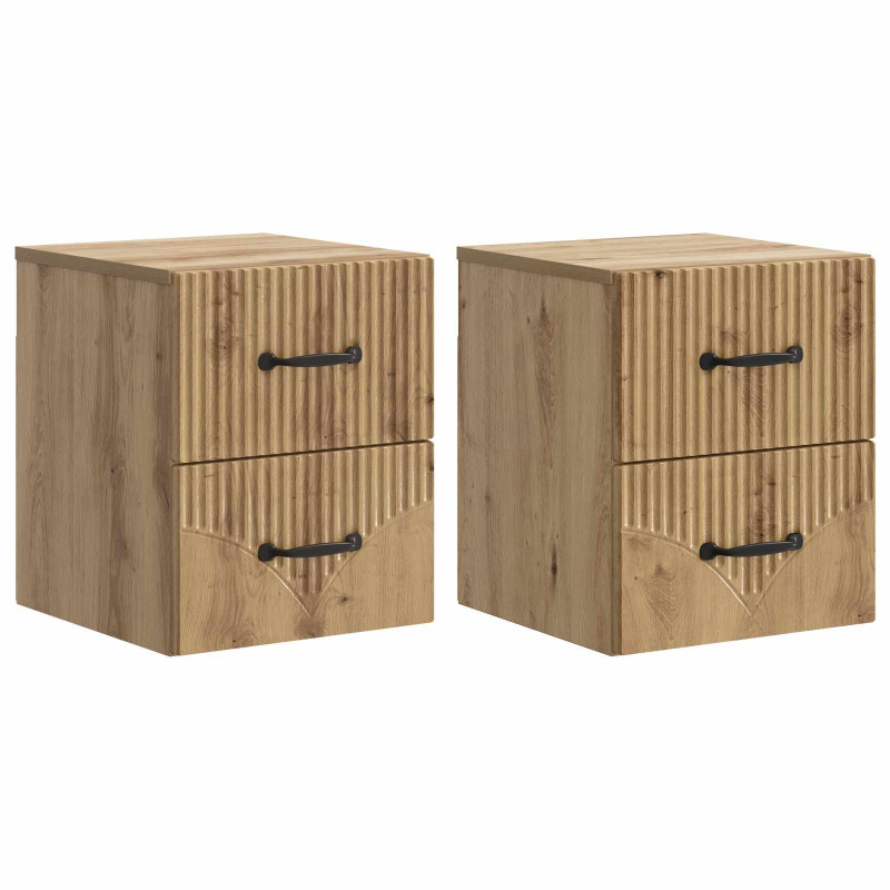 Wisząca Szafka Nocna 2 pcs Dąb artisan 34,5 x 33 x 40 cm