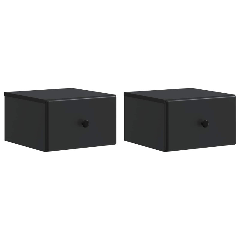 Wisząca Szafka Nocna z szufladą 2 pcs Czarny 34,5 x 33 x 20 cm