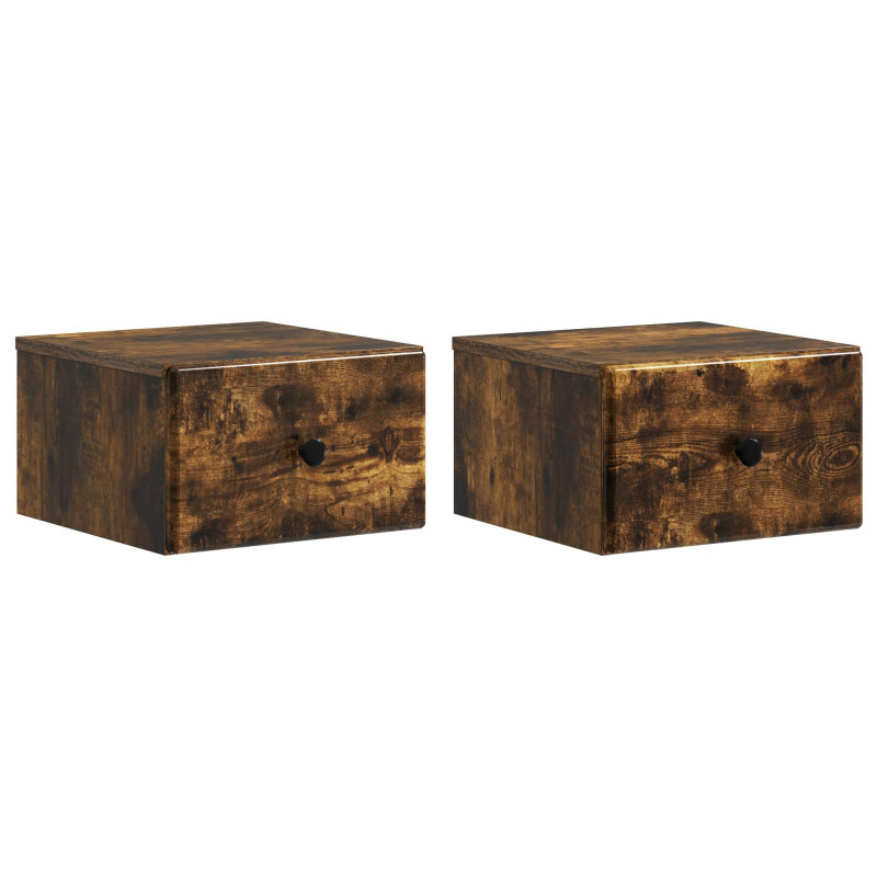 Wisząca Szafka Nocna 2 pcs Dąb wędzony 34,5 x 33 x 20 cm