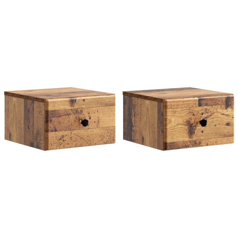 Wisząca Szafka Nocna 2 pcs Stare drewno 34,5 x 33 x 20 cm