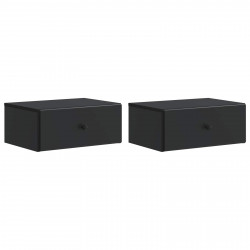 Wisząca Szafka Nocna z szufladą 2 pcs Czarny 49 x 34,5 x 20 cm