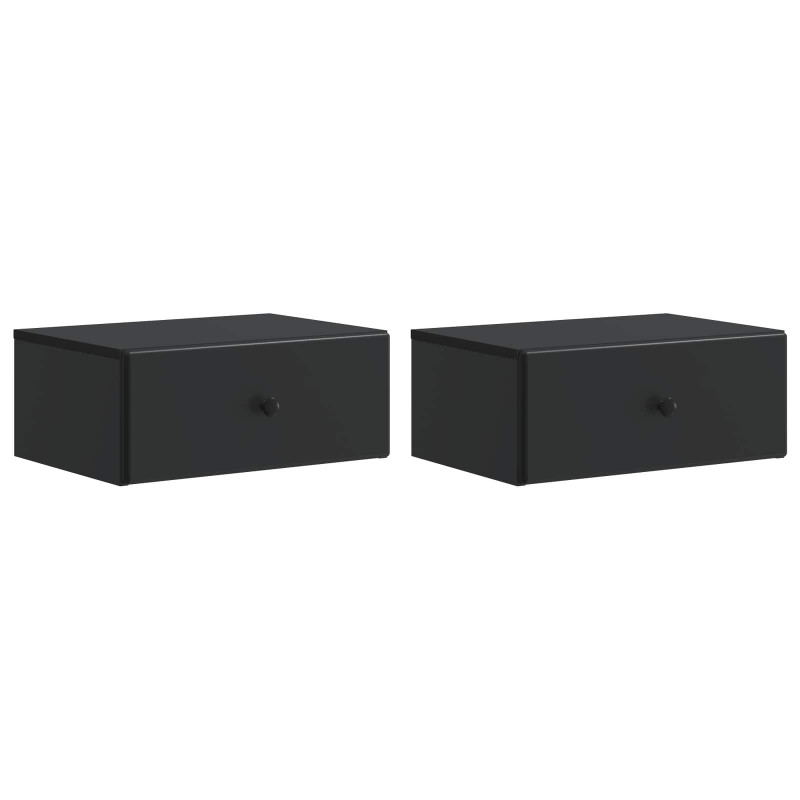 Wisząca Szafka Nocna z szufladą 2 pcs Czarny 49 x 34,5 x 20 cm