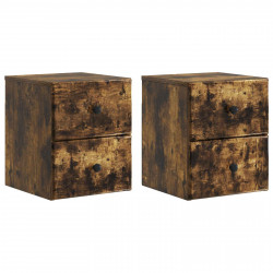Wisząca Szafka Nocna 2 pcs Dąb wędzony 34,5 x 33 x 40 cm