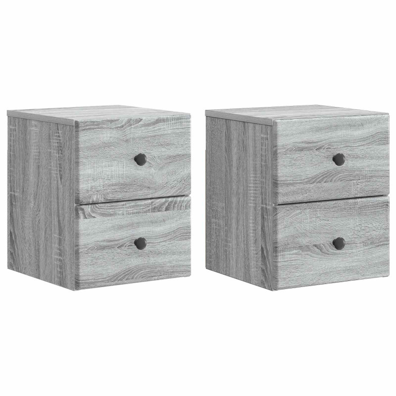 Wisząca Szafka Nocna 2 pcs Szary Sonoma 34,5 x 33 x 40 cm