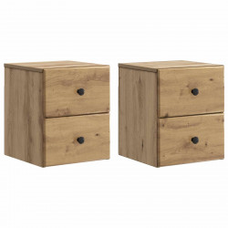 Wisząca Szafka Nocna 2 pcs Dąb artisan 34,5 x 33 x 40 cm