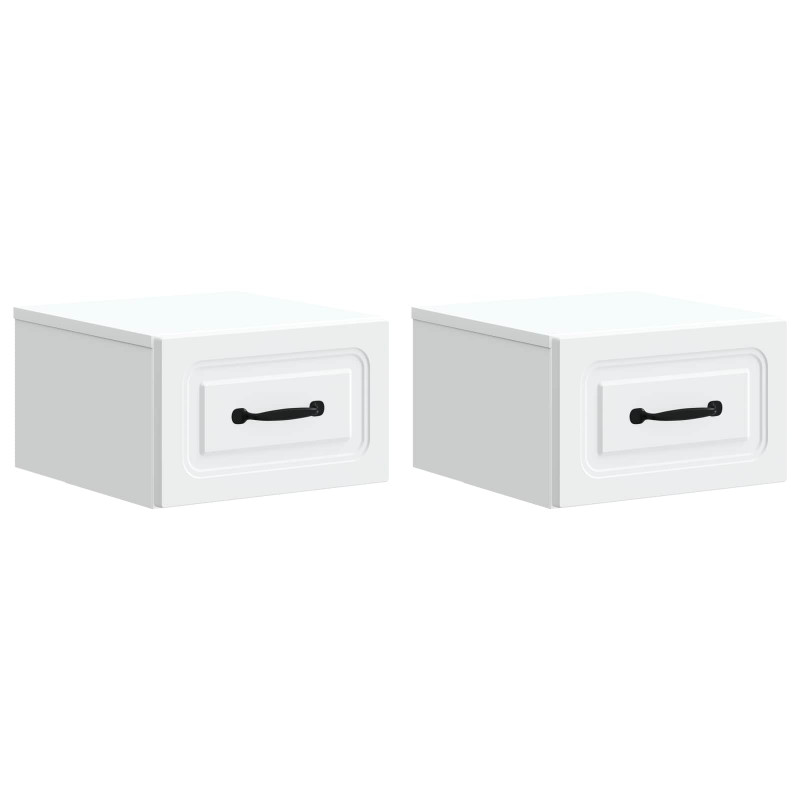 Wisząca Szafka Nocna z szufladą 2 pcs Biały 34,5 x 33 x 20 cm