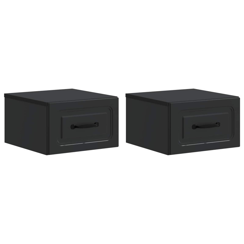 Wisząca Szafka Nocna z szufladą 2 pcs Czarny 34,5 x 33 x 20 cm