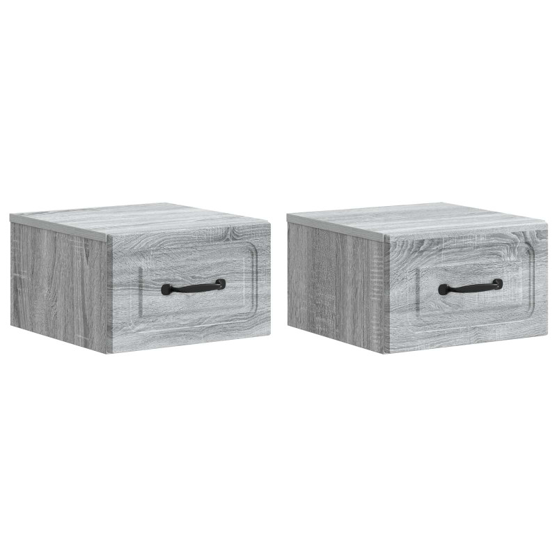 Wisząca Szafka Nocna 2 pcs Szary Sonoma 34,5 x 33 x 20 cm