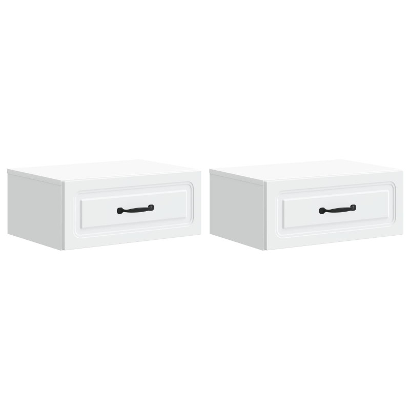 Wisząca Szafka Nocna z szufladą 2 pcs Biały 49 x 34,5 x 20 cm