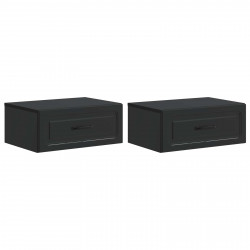 Wisząca Szafka Nocna z szufladą 2 pcs Czarny 49 x 34,5 x 20 cm