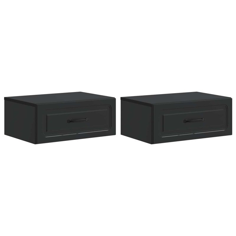 Wisząca Szafka Nocna z szufladą 2 pcs Czarny 49 x 34,5 x 20 cm