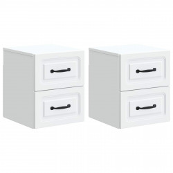 Wisząca Szafka Nocna z szufladą 2 pcs Biały 34,5 x 33 x 40 cm