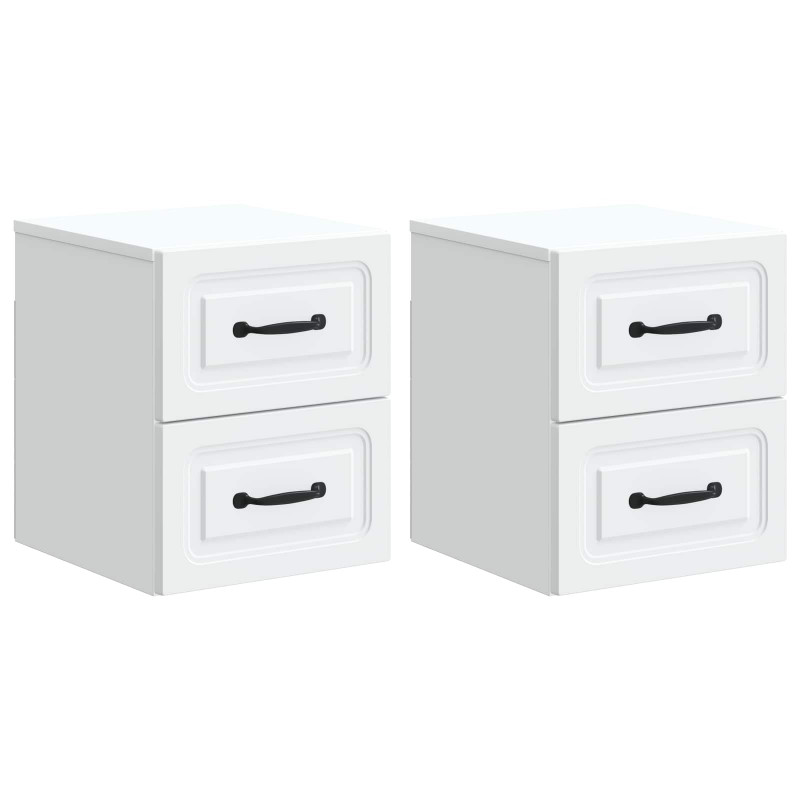 Wisząca Szafka Nocna z szufladą 2 pcs Biały 34,5 x 33 x 40 cm