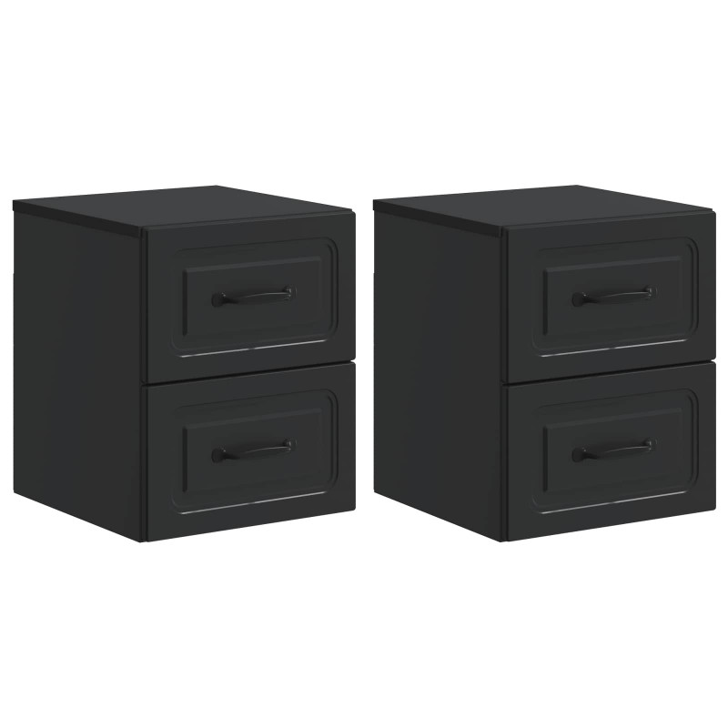 Wisząca Szafka Nocna z szufladą 2 pcs Czarny 34,5 x 33 x 40 cm