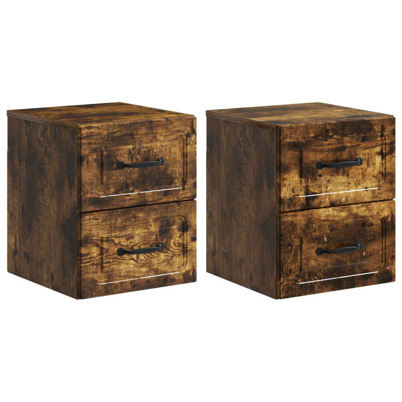 Wisząca Szafka Nocna 2 pcs Dąb wędzony 34,5 x 33 x 40 cm