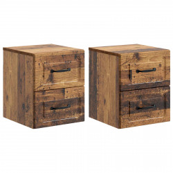 Wisząca Szafka Nocna 2 pcs Stare drewno 34,5 x 33 x 40 cm