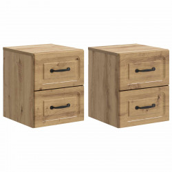 Wisząca Szafka Nocna 2 pcs Dąb artisan 34,5 x 33 x 40 cm