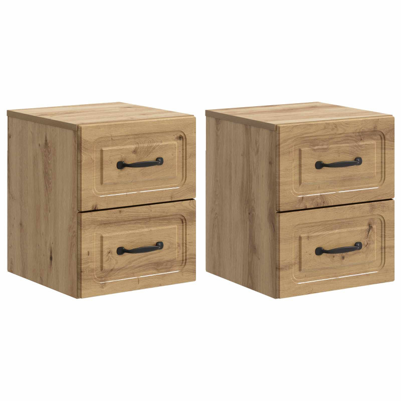 Wisząca Szafka Nocna 2 pcs Dąb artisan 34,5 x 33 x 40 cm