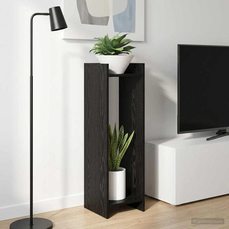 Stojak na rośliny z półką 2 pcs Czarny Dąb 30 x 30 x 100 cm
