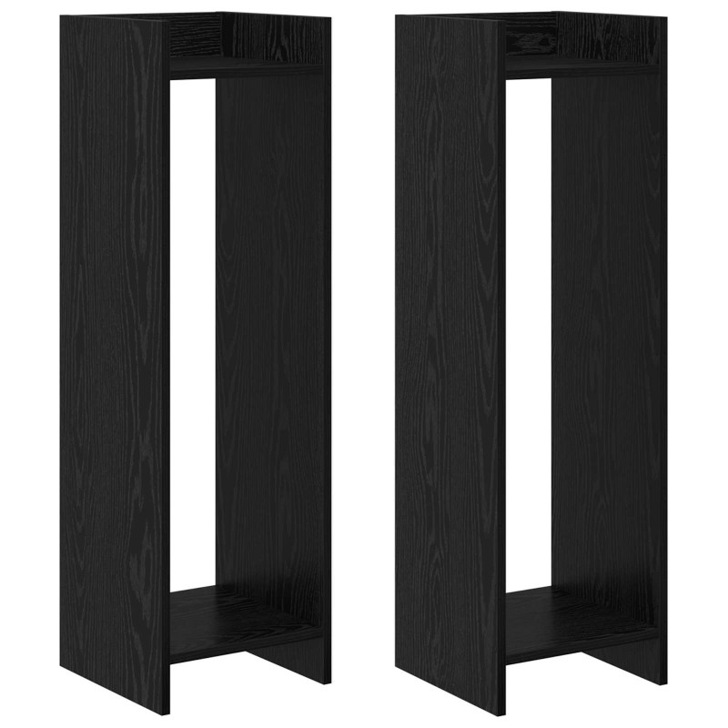 Stojak na rośliny z półką 2 pcs Czarny Dąb 30 x 30 x 100 cm