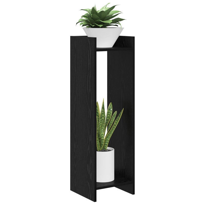 Stojak na rośliny z półką 2 pcs Czarny Dąb 30 x 30 x 100 cm