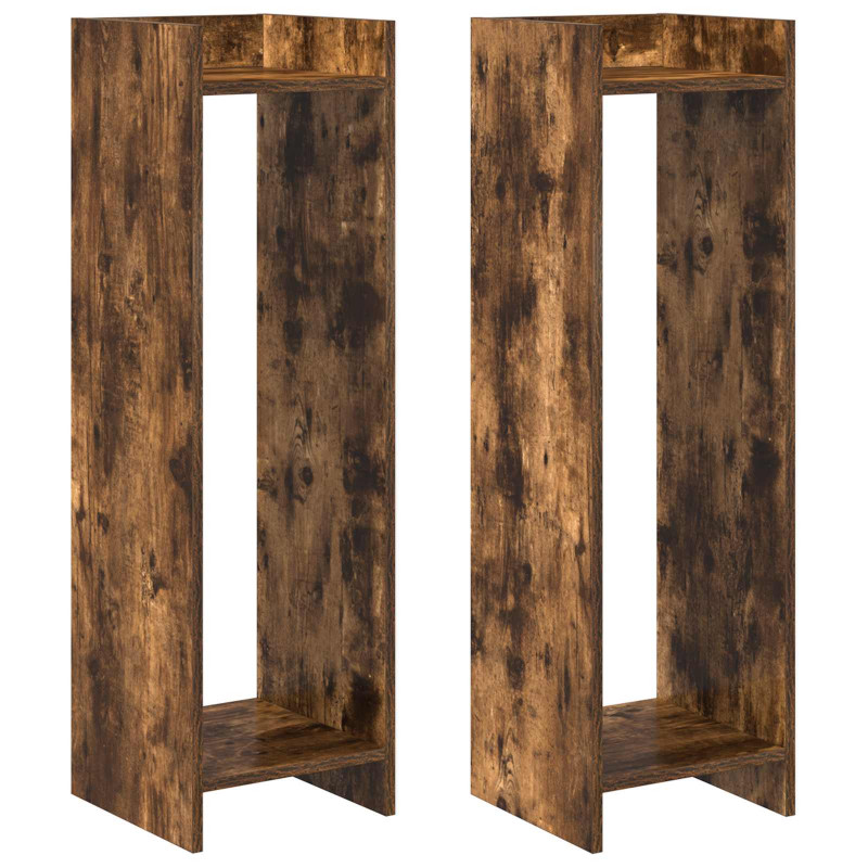 Stojak na rośliny z półką 2 pcs Dąb Wędzony 30 x 30 x 100 cm