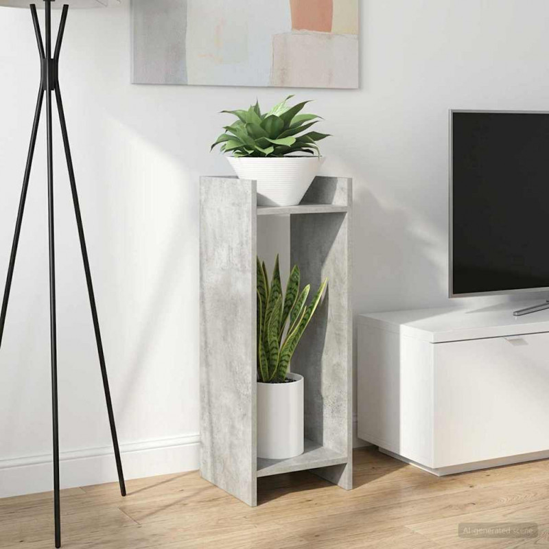 Stojak na rośliny z półką Betonowy Szary 30 x 30 x 80 cm
