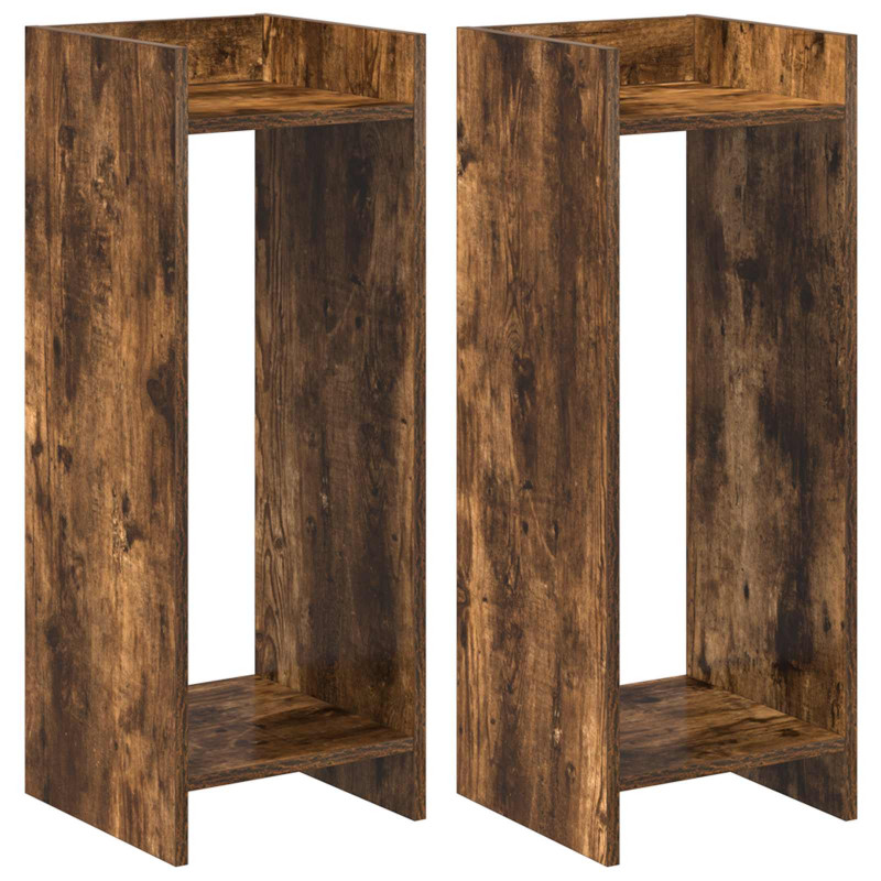 Stojak na rośliny z półką 2 pcs Dąb Wędzony 30 x 30 x 80 cm