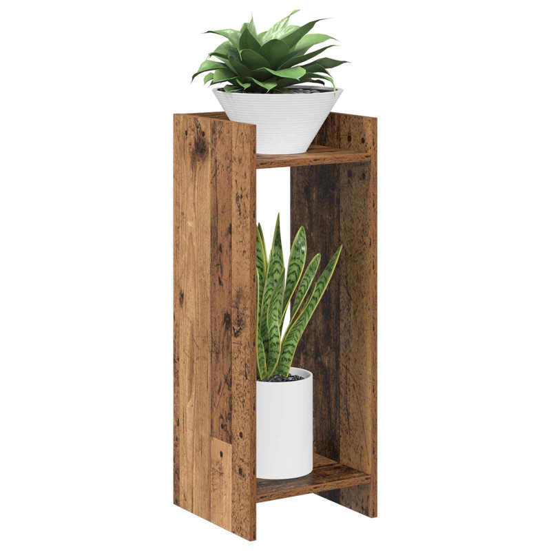 Stojak na rośliny z półką 2 pcs Stare drewno 30 x 30 x 80 cm
