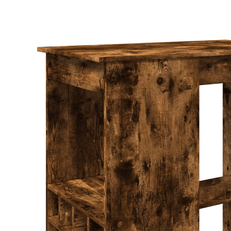Stolik barowy z przegródkami, przydymiony dąb, 90x47,5x103,5 cm