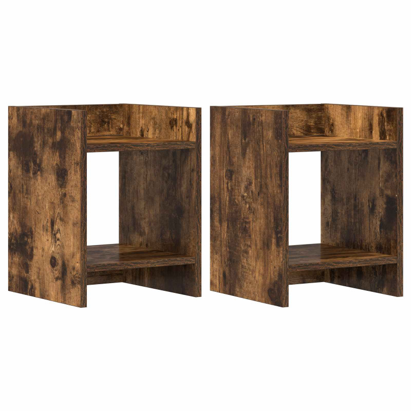Stojak na rośliny z półką 2 pcs Dąb Wędzony 30 x 30 x 40 cm