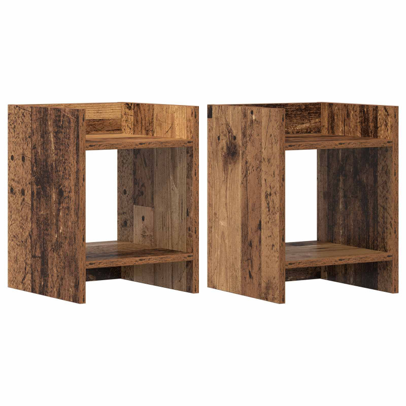 Stojak na rośliny z półką 2 pcs Stare drewno 30 x 30 x 40 cm