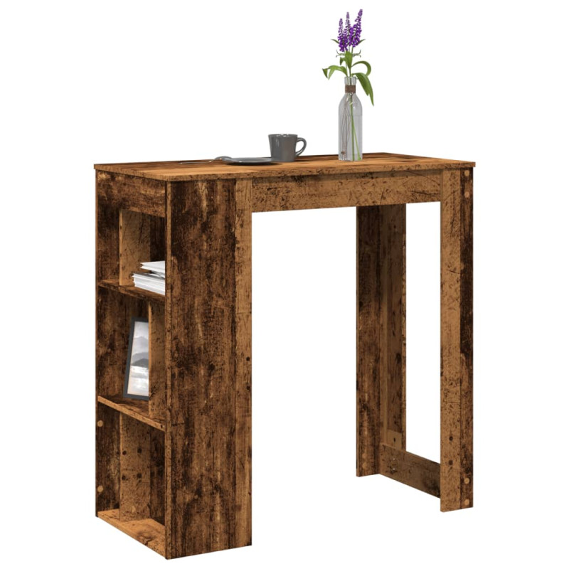 Stolik barowy z przegrodami, stare drewno, 102x50x103,5 cm