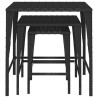 Stoliki ogrodowe wsuwane pod siebie, 3 szt., czarne, rattan PE