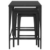 Stoliki ogrodowe wsuwane pod siebie, 3 szt., czarne, rattan PE
