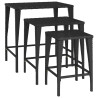 Stoliki ogrodowe wsuwane pod siebie, 3 szt., czarne, rattan PE