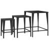 Stoliki ogrodowe wsuwane pod siebie, 3 szt., czarne, rattan PE